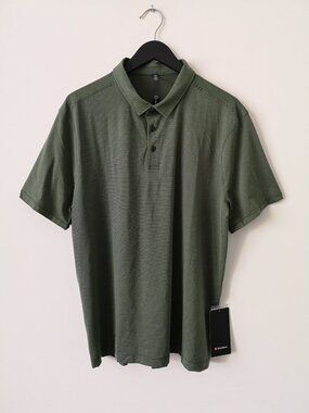 NWT LULULEMON TOAE Forest Green Stripe Evolution Polo Top Shirt Men's XXL